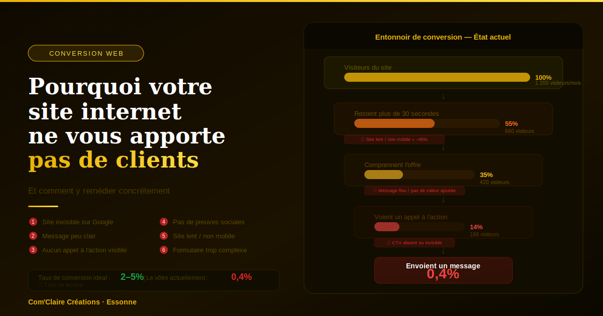 Lire la suite à propos de l’article Pourquoi votre site internet ne vous apporte pas de clients (et comment y remédier)